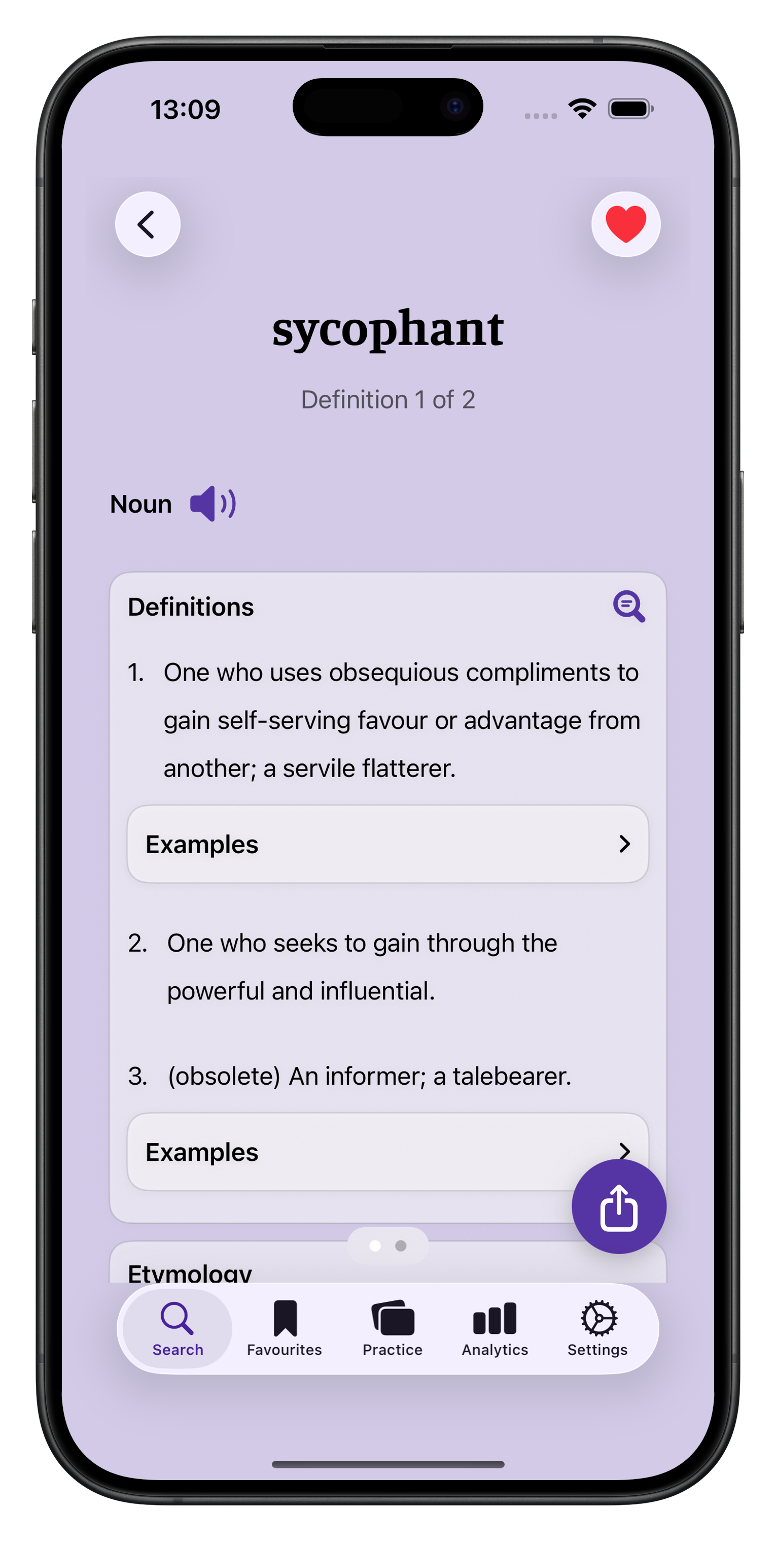 Definition view screenshot of Word Vault
